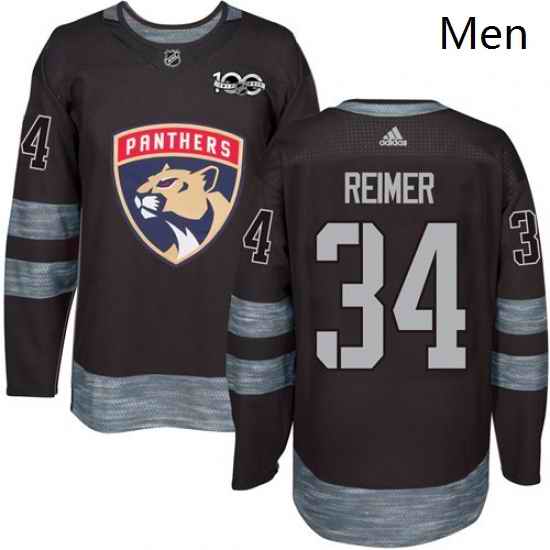 Mens Adidas Florida Panthers 34 James Reimer Authentic Black 1917 2017 100th Anniversary NHL Jersey